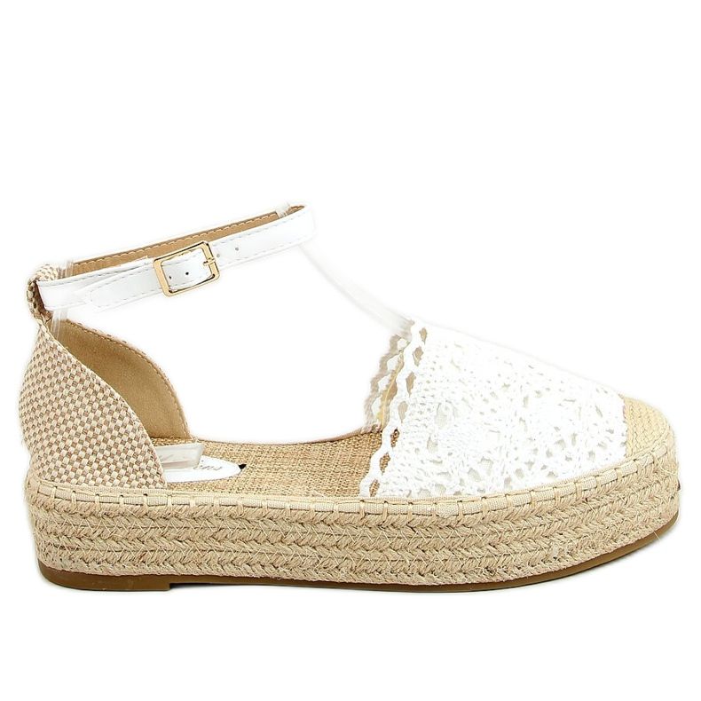 Weiße Spitze Espadrilles 888-85 Weiß