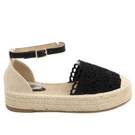 Schwarze Espadrilles aus Spitze 888-85 Schwarz