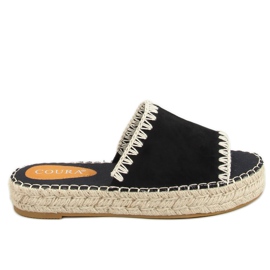 Schwarze Damen Espadrilles schwarz 6095 Schwarz beige