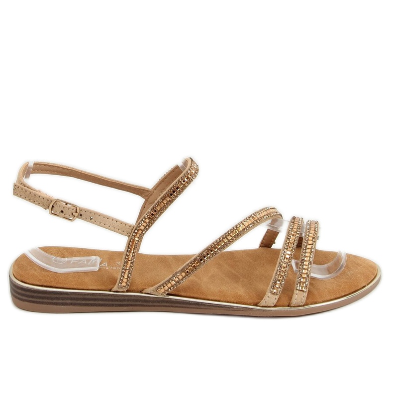 Sandalen mit goldenen Zirkonias SM0023 Gold