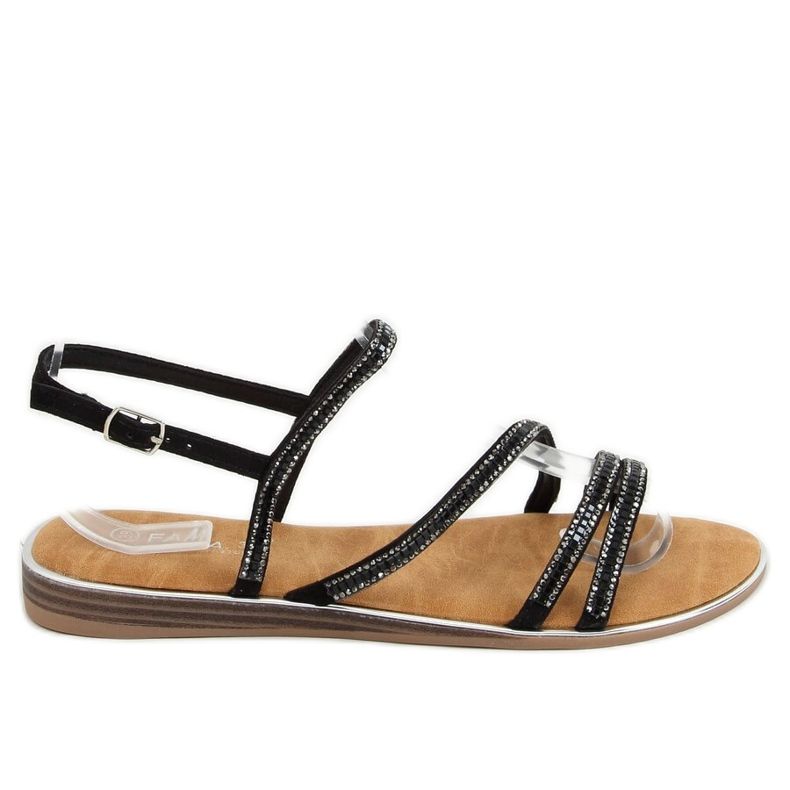 Sandalen mit schwarzen Zirkonias SM0023 Black