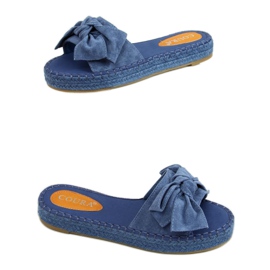 Blaue Espadrilles-Hausschuhe mit Schleife 266 Blau
