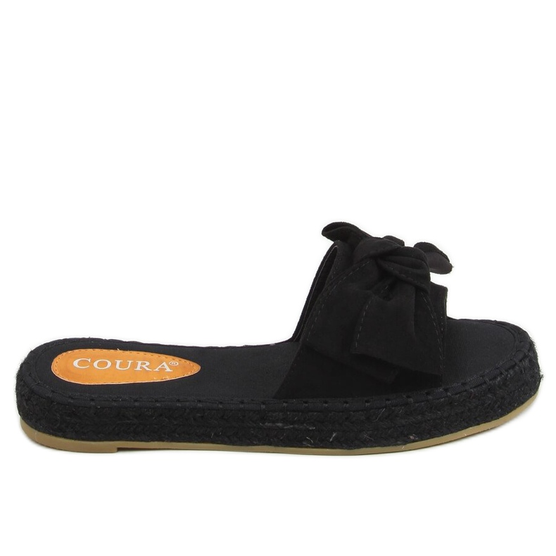 Schwarze Espadrilles-Hausschuhe mit Schleife 266 Schwarz