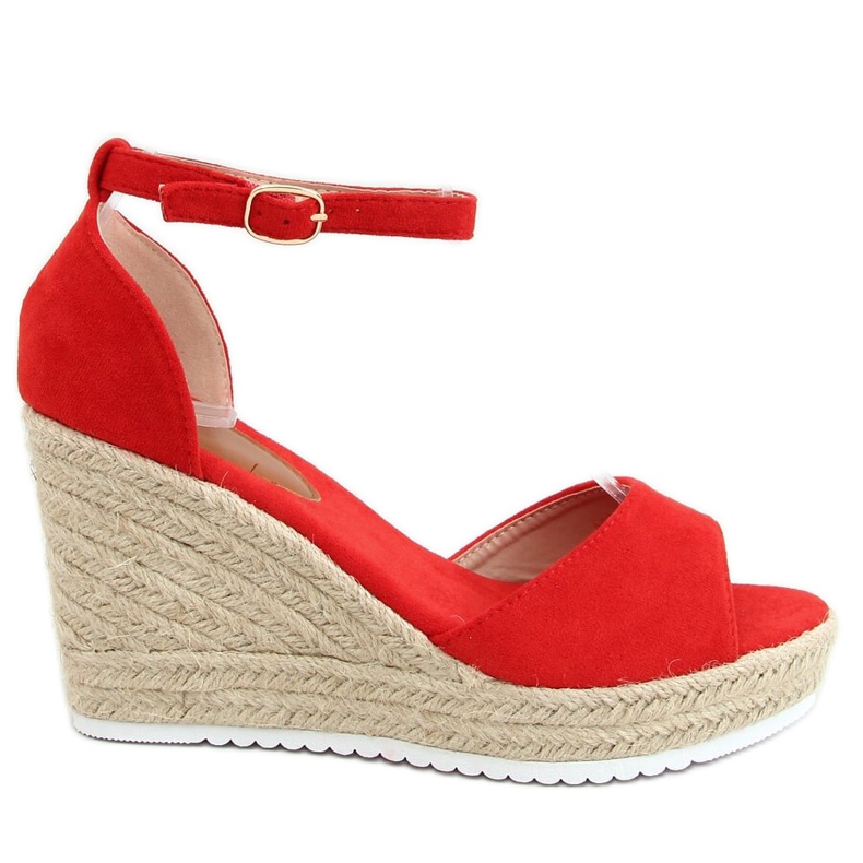 Rote Sandalen Espadrilles auf Keilabsatz 888-89 Rot