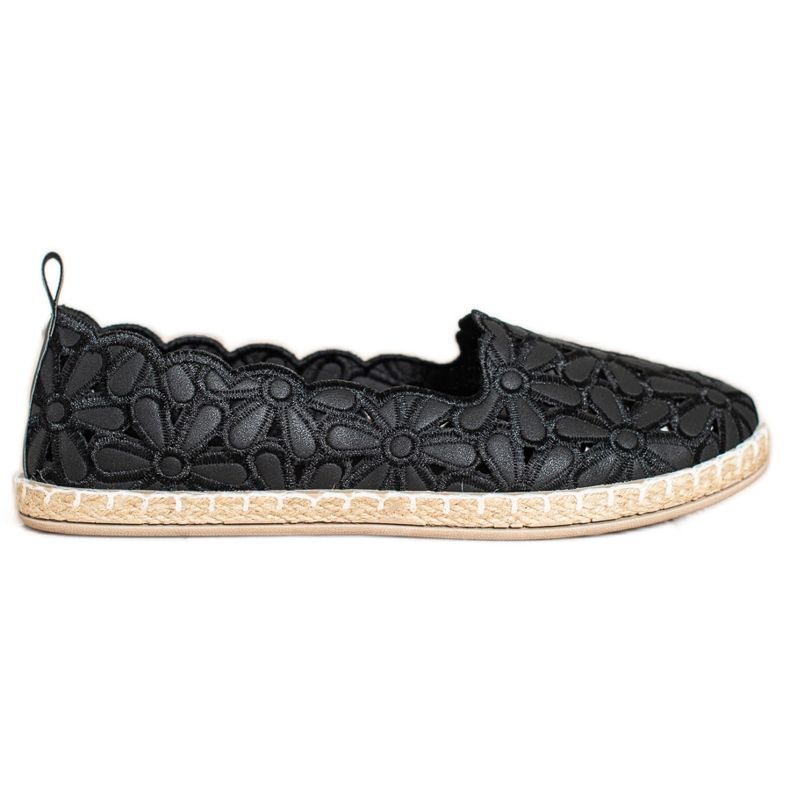 SHELOVET Espadrilles mit Blumenmuster schwarz