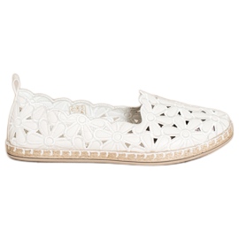 SHELOVET Espadrilles mit Blumenmuster weiß