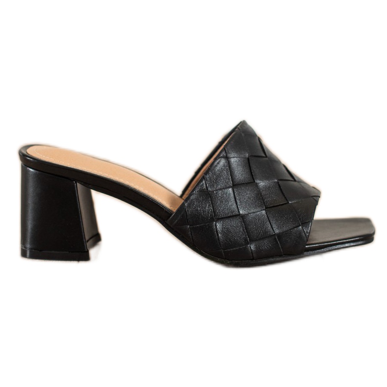 SHELOVET Schwarze gesteppte Damenhausschuhe