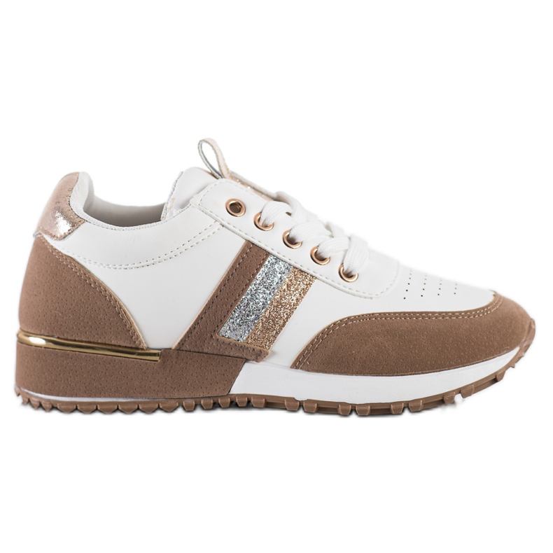 SHELOVET Sneakers mit Wildledereinsatz weiß braun