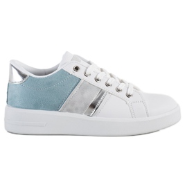 SHELOVET Sportschuhe mit Wildledereinsatz weiß blau