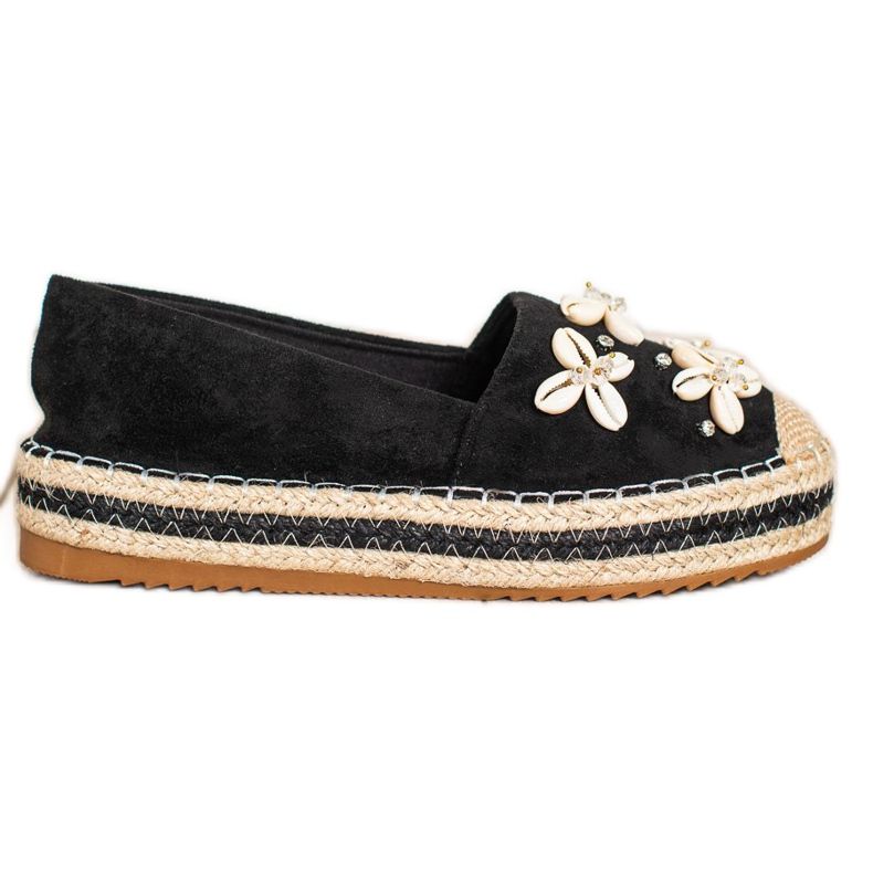 Seastar Espadrilles mit Muscheln schwarz