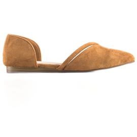 Goodin Veloursleder-Ballerinas mit Cut-out braun