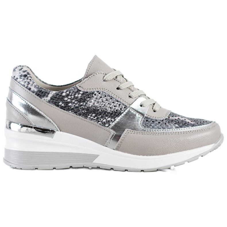 Goodin Graue Sneakers aus Leder mit Schlangenmuster mehrfarbig