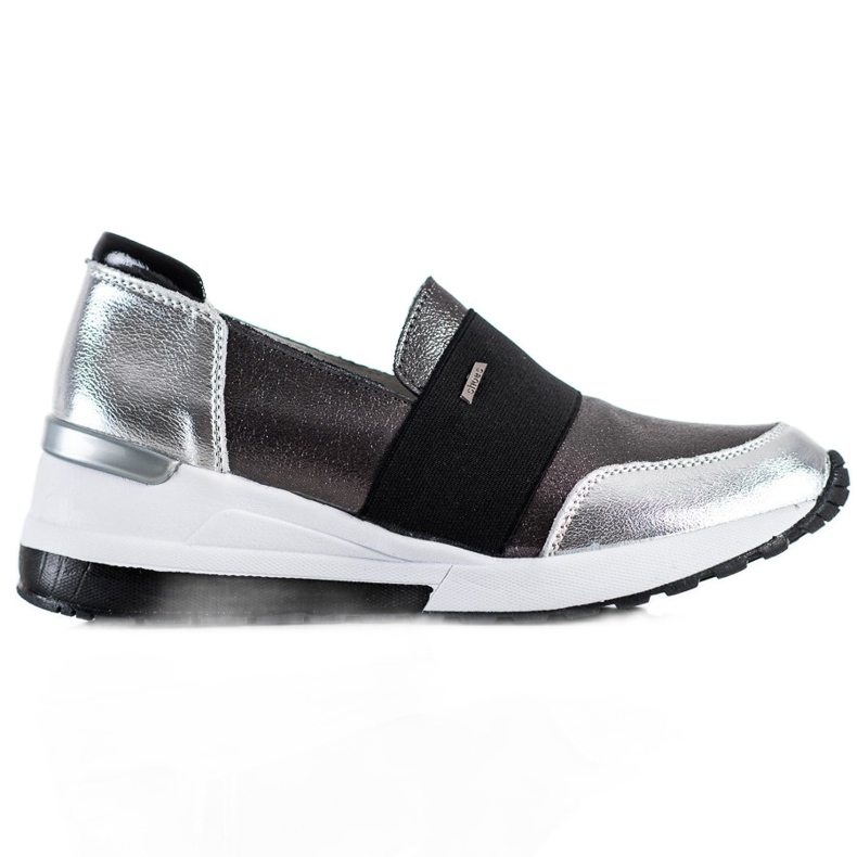 Goodin Silberne Ledersneaker silber- grau