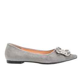 Graue Ballerinas verziert mit glänzenden Steinen