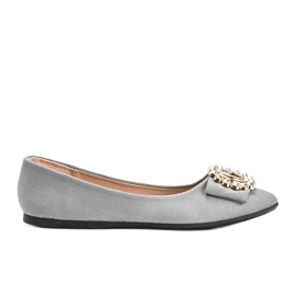 Graue Ballerinas verziert mit Ciara-Steinen