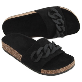 Schwarze Korkhausschuhe mit Kette DZ907 Schwarz