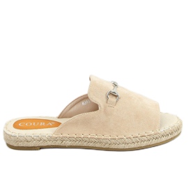 Beige Espadrilles-Hausschuhe mit Schnalle 8294 Beige