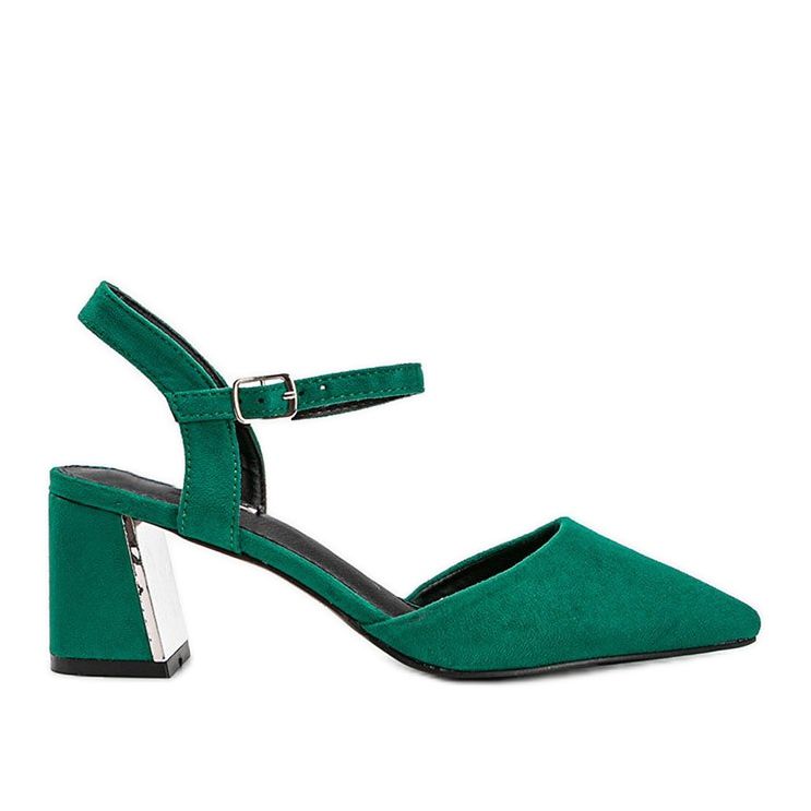 Grüne Pumps auf einem Block aus Öko-Wildleder Anita