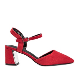 Rote Pumps aus Öko-Wildleder am Anita-Block