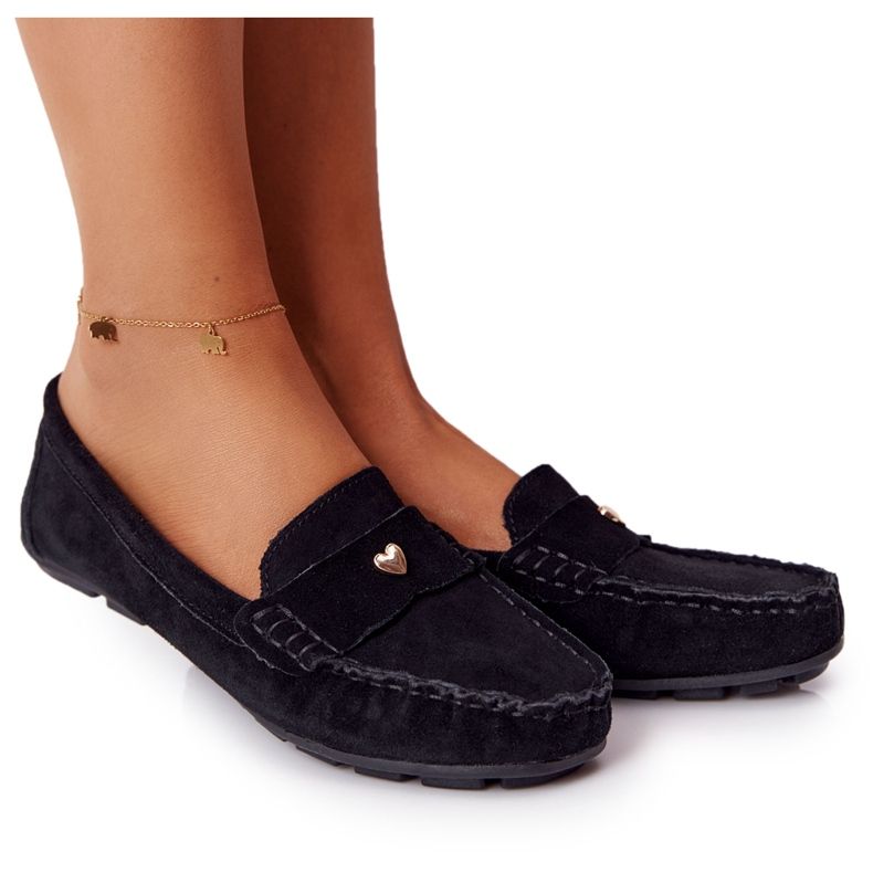 S.Barski Damen Wildleder Loafer von S. Bararski Black schwarz