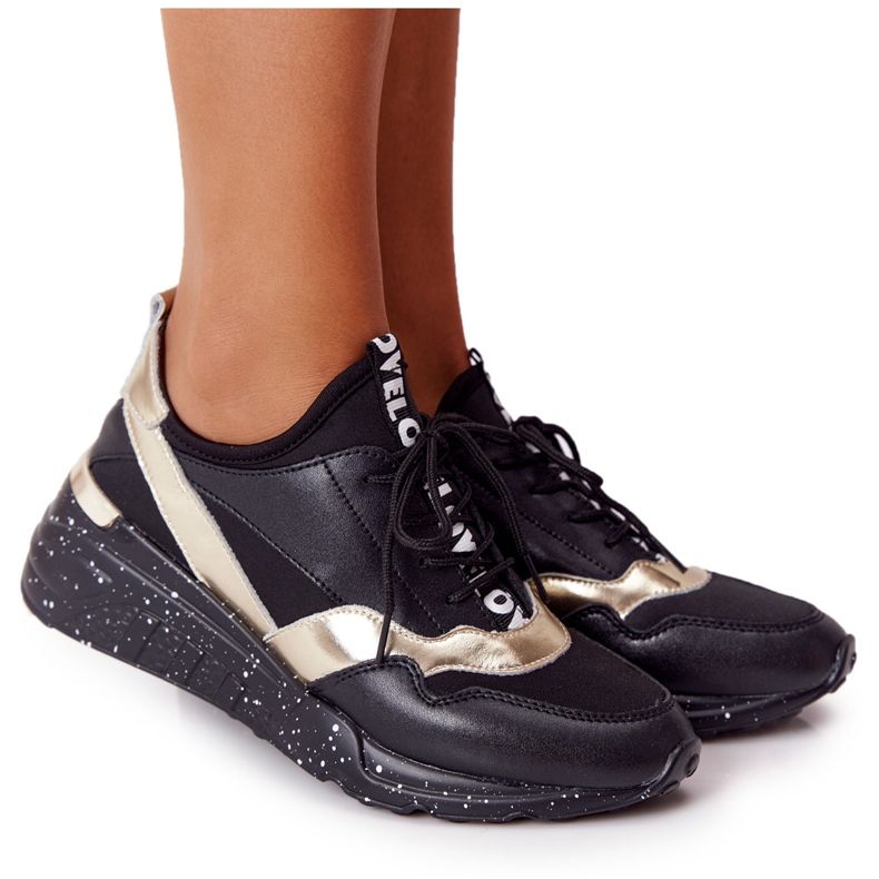 Sneakers mit Keilabsatz aus Leder S.Barski Schwarz und Gold