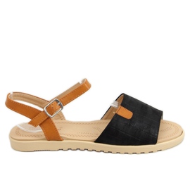 Schwarze Damensandalen PT-2R26 Schwarz braun