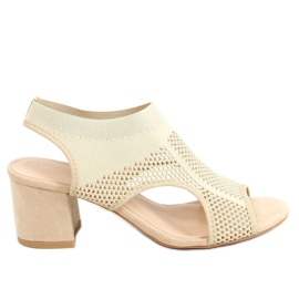 Beige High Heels Sockensandalen 8044 Beige