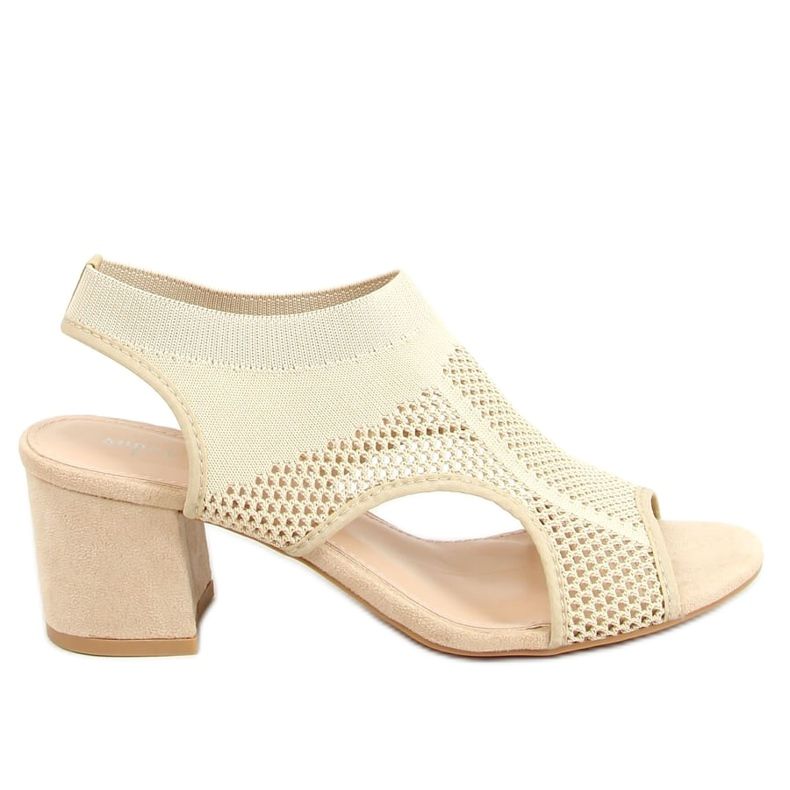 Beige High Heels Sockensandalen 8044 Beige