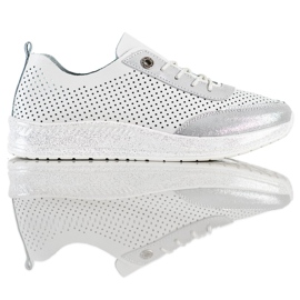 Goodin Sneakers aus weißem und silbernem Leder