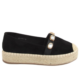 Espadrilles mit Steinen schwarz 100-131-SC-1 Schwarz