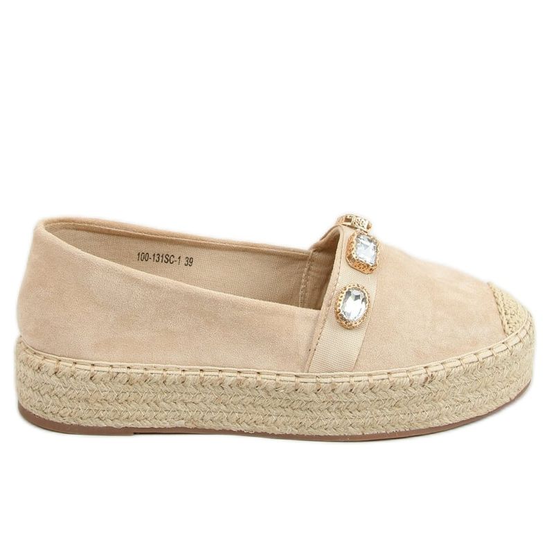 Espadrilles mit Steinen beige 100-131-SC-1 Beige