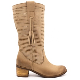 Olivier Durchbrochene Damenstiefel D44 beige