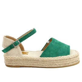 Grüne Espadrilles mit offener Spitze A663-ESP-1 Grün beige