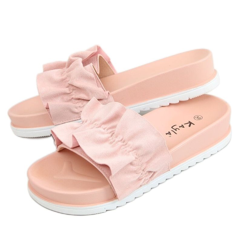Rosa Damen-Pantoffeln mit Rüschen 38862 Rosa