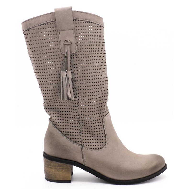 Olivier Graue durchbrochene Damenstiefel D44