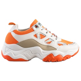 SHELOVET Modische Sneaker zum Schnüren weiß orange mehrfarbig