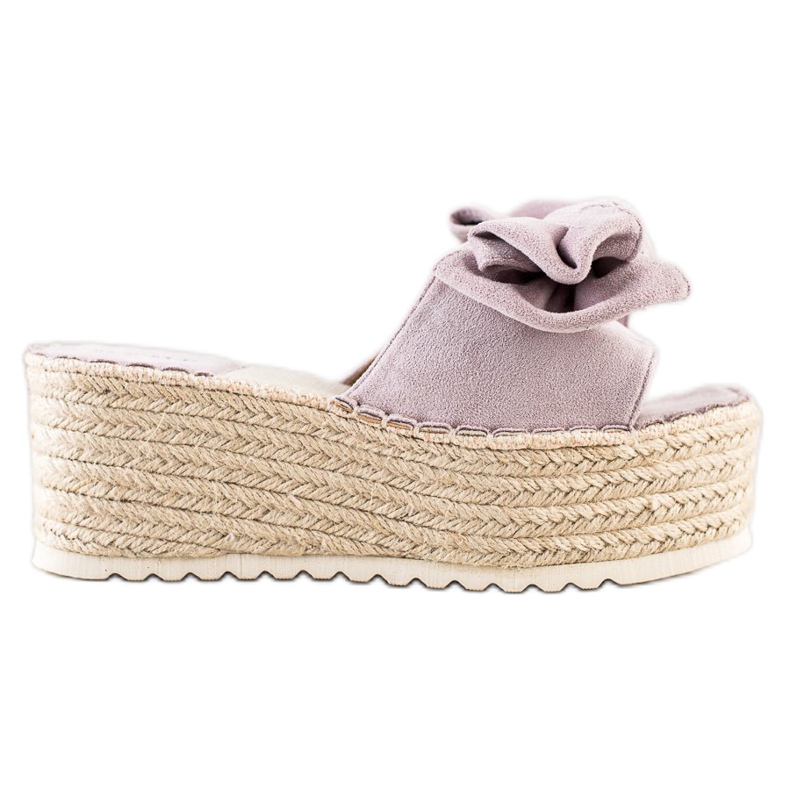 SHELOVET Hausschuhe auf der Plattform mit Schleife violett