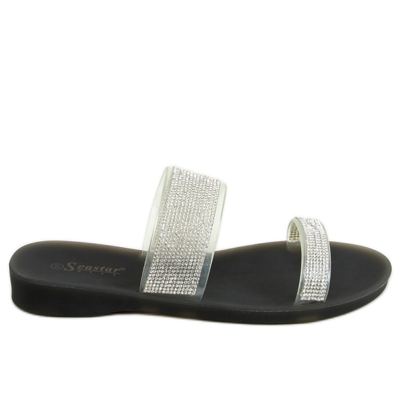 Schwarze Silikon-Flip-Flops BG51 Schwarz silber-