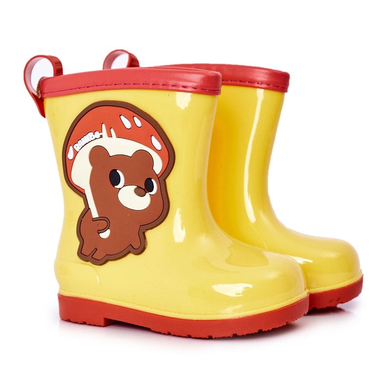Gelbe Galoschen für Kinder mit Teddybär