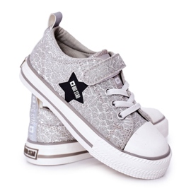 Kinder Sneaker mit Klettverschluss Big Star HH374025 Silber silber-