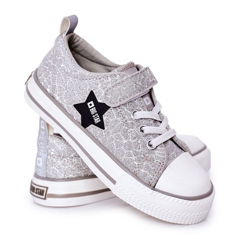 Kinder Sneaker mit Klettverschluss Big Star HH374025 Silber silber-