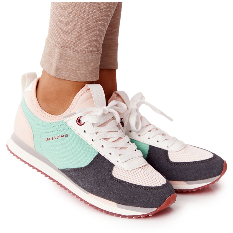 Sportschuhe Memory Foam Cross Jeans HH2R4049C Grün-Rosa