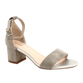 Sergio Leone Sandalen auf einer niedrigen Öko -Säule SK839 Silber