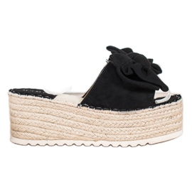 SHELOVET Hausschuhe auf der Plattform mit Schleife schwarz