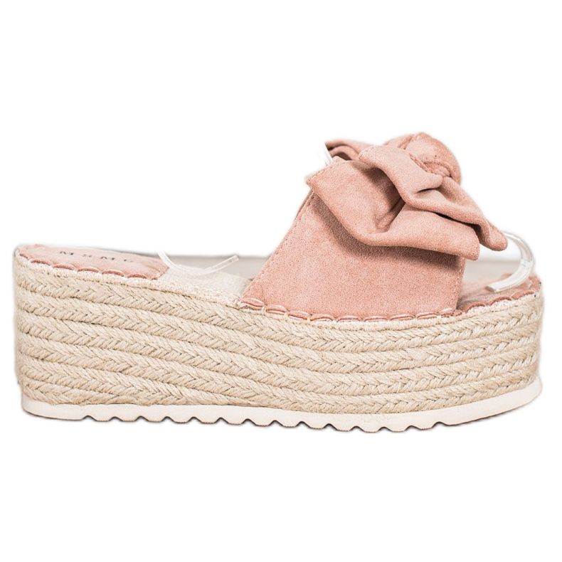 SHELOVET Hausschuhe auf der Plattform mit Schleife rosa