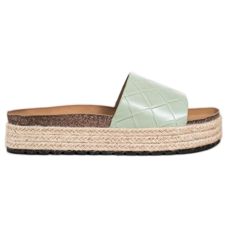 SHELOVET Hausschuhe auf der Plattform grün