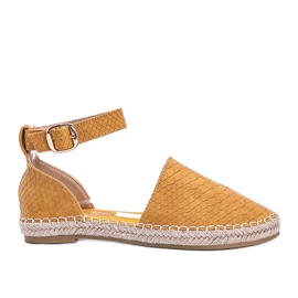 Senfgelbe Espadrilles mit Schlangenledermotiv