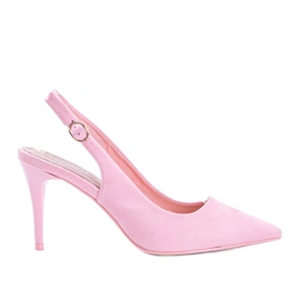 Pinke Pumps aus Öko-Wildleder am Donna-Gürtel rosa