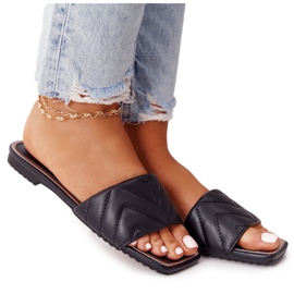 Lederpantoffeln mit Steppung S.Barski 331-42 Schwarz