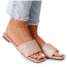 S.Barski Hausschuhe aus Leder mit Steppung S. Barski 331-42 Cappuccino beige